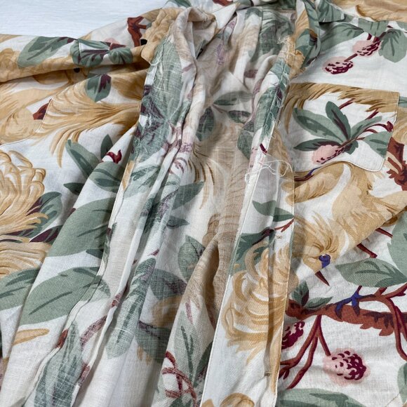 Anne Pinkerton Hawaiian Button Up Muted Tropical Botanical Aves Women's Size 6 - Picture 5 of 13